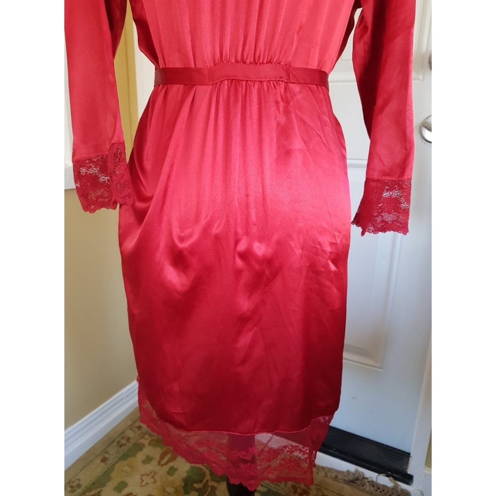Calvin Klein Red Satin Robe - Picture 10 of 16